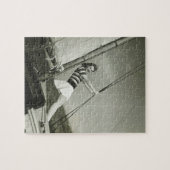 Vrouw Bedrijf dat op jacht rijdt Legpuzzel (Horizontaal)