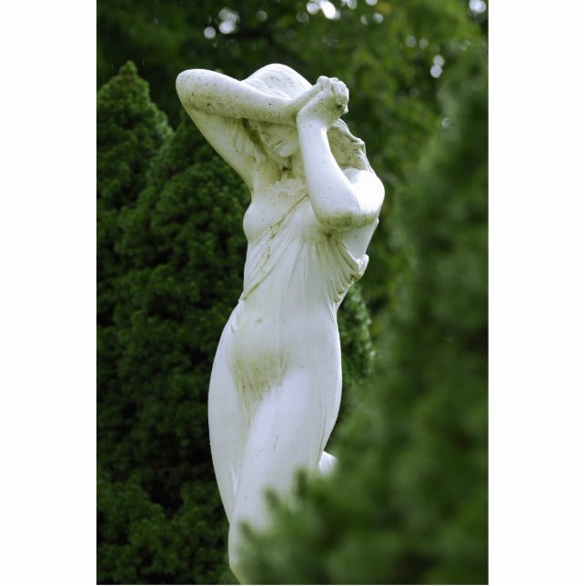 Vrouw beeld in de tuin staand fotobeeldje  (Voorkant)