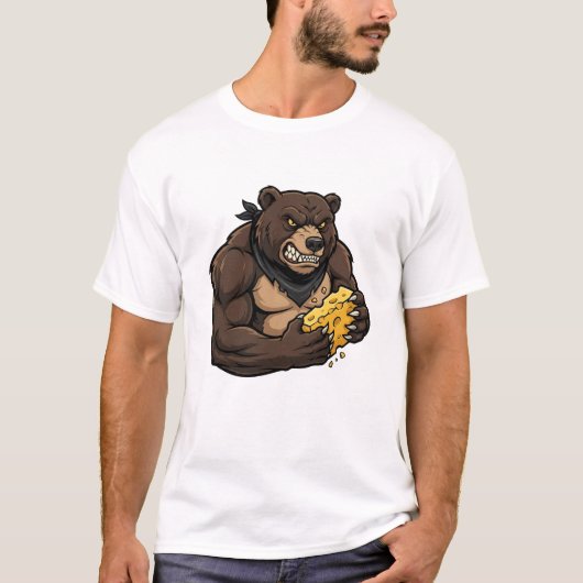 Vrouw beer eet kaas t-shirt (Voorkant)