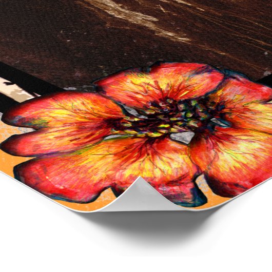 Vrouw Belly Dancer met Red Flowers Poster (Hoek)