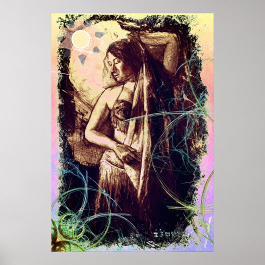 Vrouw Belly Dancer met ster Poster (Voorkant)