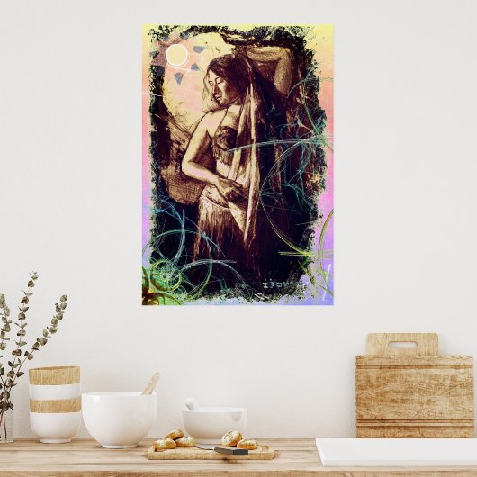 Vrouw Belly Dancer met ster Poster (Keuken)