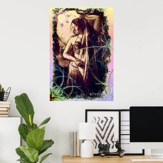 Vrouw Belly Dancer met ster Poster (Thuiskantoor)