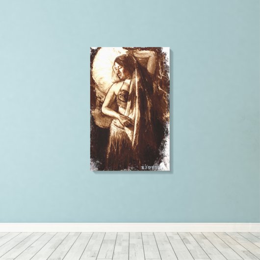 Vrouw Belly Dancer met Veil Canvas Afdruk (Insitu (Houten vloer))