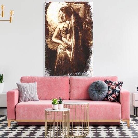Vrouw Belly Dancer met Veil Canvas Afdruk (Insitu (Woonkamer))