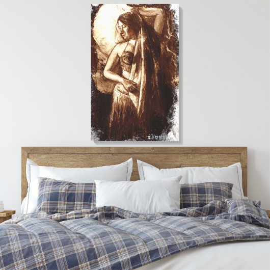 Vrouw Belly Dancer met Veil Canvas Afdruk (Insitu (Slaapkamer))