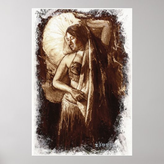 Vrouw Belly Dancer met Veil Poster (Voorkant)