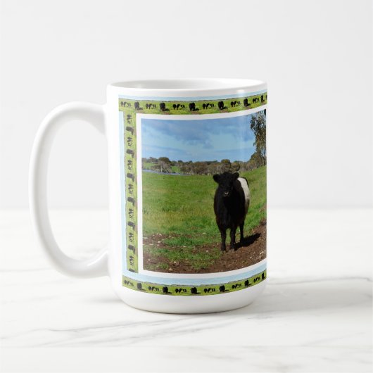 Vrouw Belted Galloway Koe Framed, Koffiemok (Links)