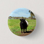 Vrouw Belted Galloway Koe, Key Ring Ronde Button 3,2 Cm (Voorkant)
