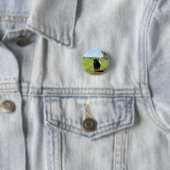 Vrouw Belted Galloway Koe, Key Ring Ronde Button 3,2 Cm (In situ)