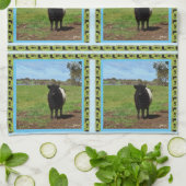 Vrouw Belted Galloway Koe Theedoek (Gevouwen)