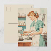  vrouw bereidt paaseieren feestdagenkaart (Voorkant / Achterkant)