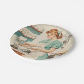  vrouw bereidt paaseieren papieren bordje (Gekanteld)