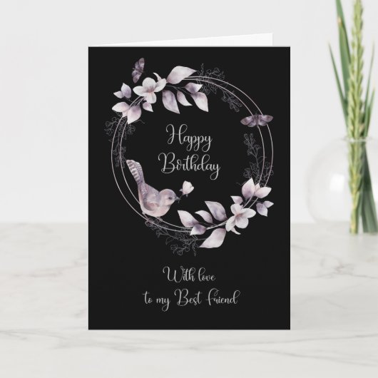 Vrouw Best Friend Birthday Bird and Butterflies Kaart (Voorkant)