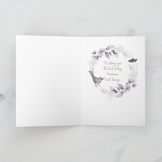 Vrouw Best Friend Birthday Bird and Butterflies Kaart (Binnen)