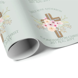 Vrouw bevestigen Gift Floral kruis gepersonaliseer Cadeaupapier
