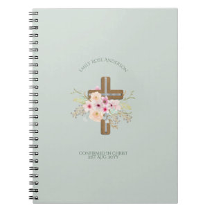 Vrouw bevestigen Gift Floral kruis gepersonaliseer Notitieboek