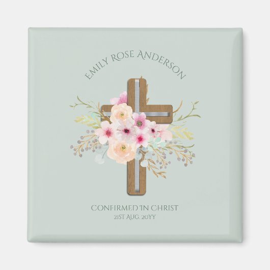 Vrouw Bevestiging Gift Favors Sage Pink Floral Magneet (Voorkant)
