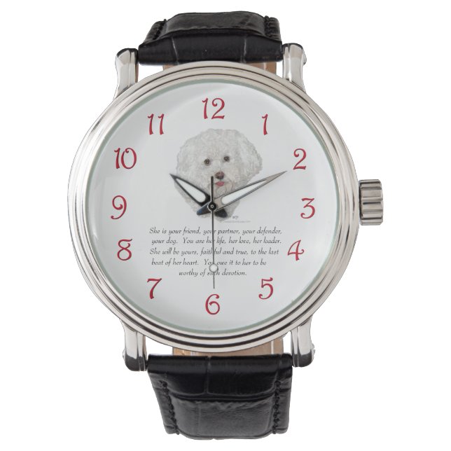Vrouw Bichon Frise Keepomwille Horloge (Voorkant)