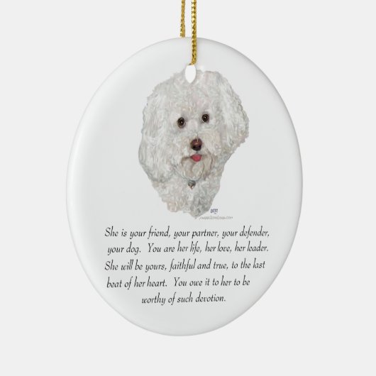 Vrouw Bichon Frise Keepomwille Keramisch Ornament (Rechts)