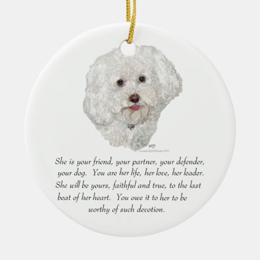 Vrouw Bichon Frise Keepomwille Keramisch Ornament (Voorkant)