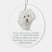 Vrouw Bichon Frise Keepomwille Keramisch Ornament (Links)