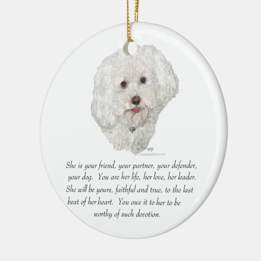 Vrouw Bichon Frise Keepomwille Keramisch Ornament (Links)