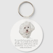Vrouw Bichon Frise Keepomwille Sleutelhanger (Voorkant)