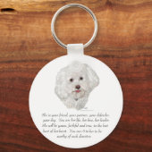 Vrouw Bichon Frise Keepomwille Sleutelhanger (Voorkant)