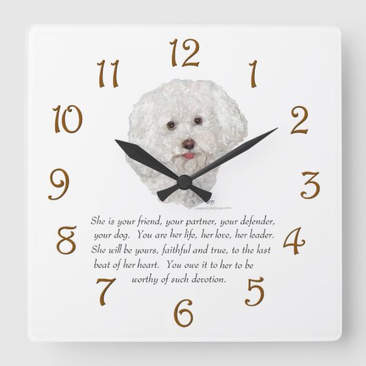 Vrouw Bichon Frise Keepomwille Vierkante Klok (Voorkant)