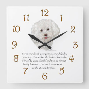Vrouw Bichon Frise Keepomwille Vierkante Klok