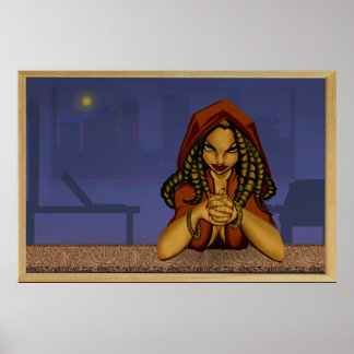 Vrouw bij bar poster