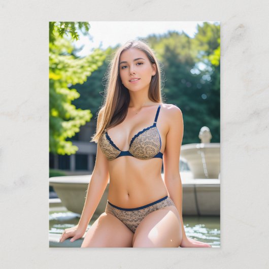 Vrouw bij de fontein briefkaart (Voorkant)