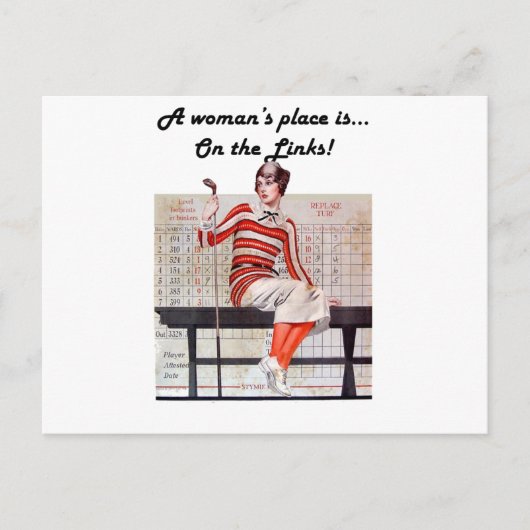 Vrouw bij de links briefkaart (Voorkant)