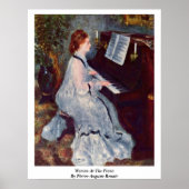 Vrouw bij de piano door Pierre-Auguste Renoir Poster (Voorkant)