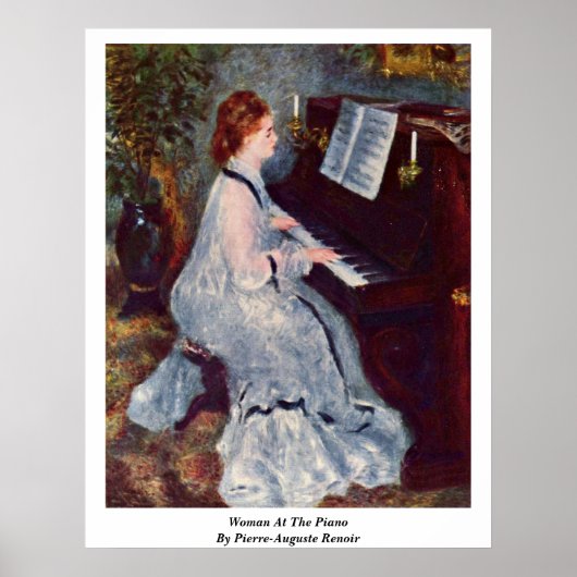 Vrouw bij de piano door Pierre-Auguste Renoir Poster (Voorkant)