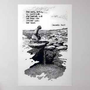 Vrouw bij de put Kunstprint Genesis 24 18 Poster