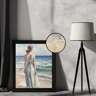 Vrouw bij de zee legpuzzel