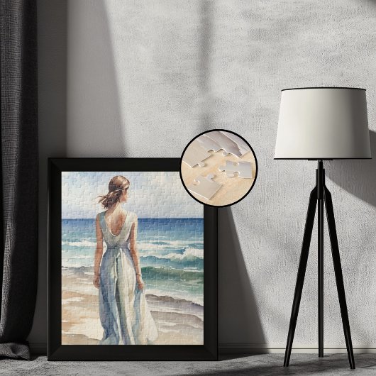 Vrouw bij de zee legpuzzel