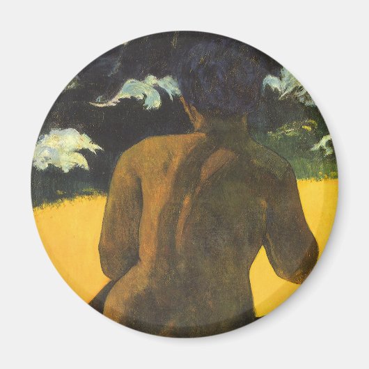 Vrouw bij de zee van Paul Gauguin, Vintage Fine Ar Magneet (Voorkant)