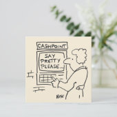 Vrouw bij een geldautomaat van ATM - "Zeg  alsjebl Kaart (Staand voorkant)