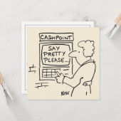 Vrouw bij een geldautomaat van ATM - "Zeg  alsjebl Kaart (Voorkant / Achterkant in situ)