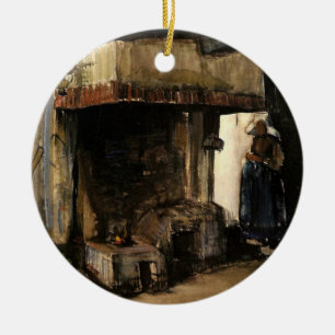 Vrouw bij een haard door Vincent van Gogh Keramisch Ornament