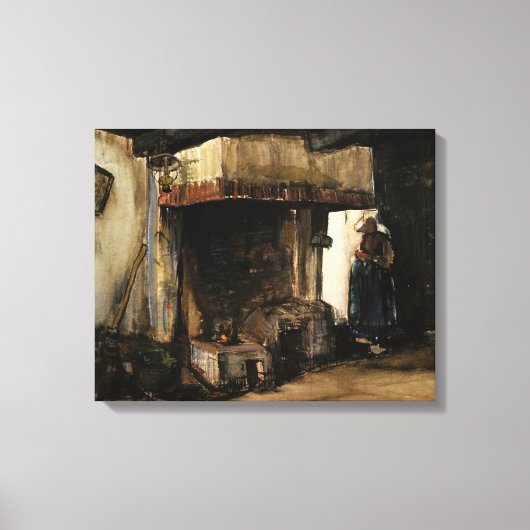 Vrouw bij een haard van Vincent van Gogh Canvas Afdruk (Voorkant)