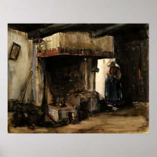 Vrouw bij een haard van Vincent van Gogh Poster