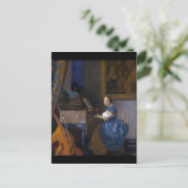 Vrouw bij een maagd door Vermeer Briefkaart (Staand voorkant)