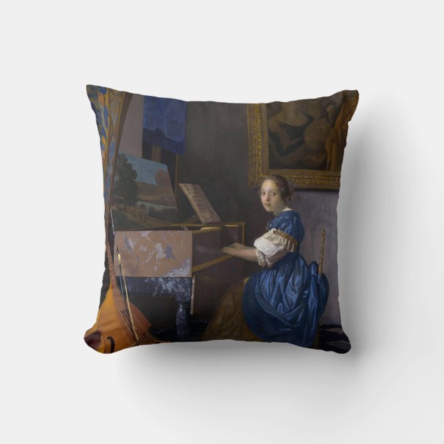 Vrouw bij een maagdenvlies kussen (Voorkant)