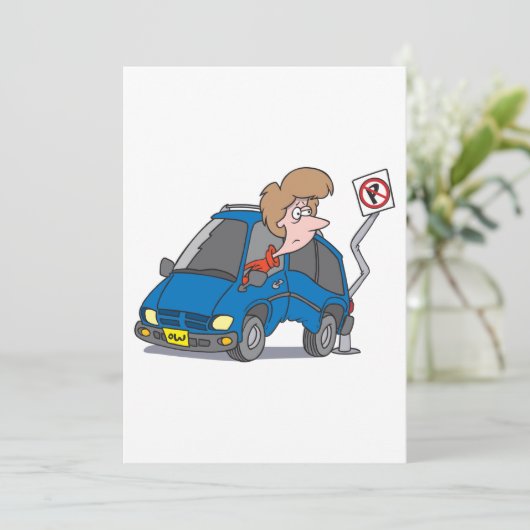 Vrouw bij een ongeval kaart (Staand voorkant)