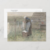 Vrouw bij een waslijn van Anton Mauve Briefkaart (Voorkant / Achterkant)