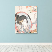 Vrouw bij haar Mirror, gepubliceerd onder c.1830 Canvas Afdruk (Insitu (Houten vloer))